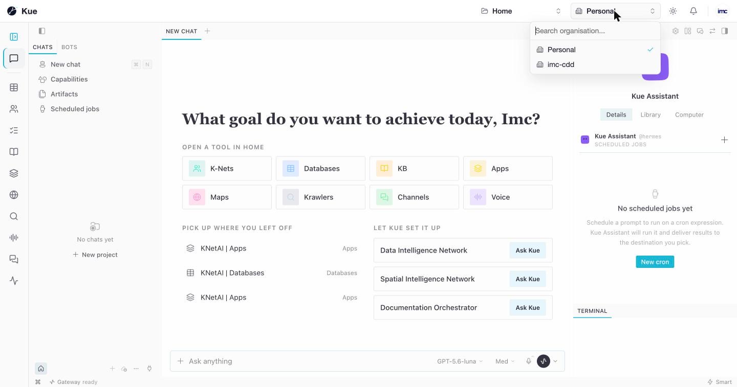 The organisation menu